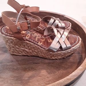 Sam Edelman Darline Strappy Gold Espadrille Wedges